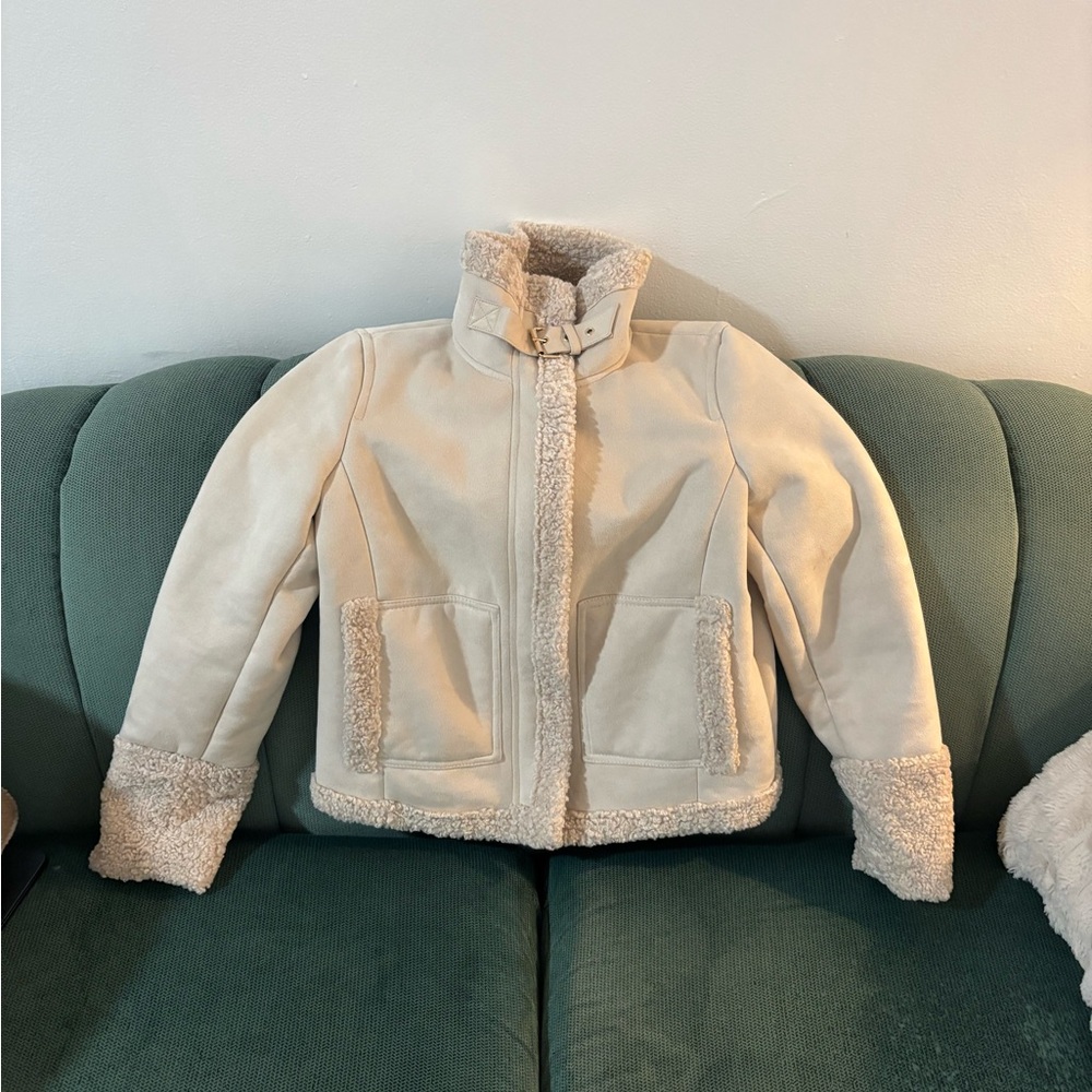 Ann Taylor Cream Shearling Jacket